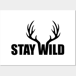 stay wild black antler wildlife Posters and Art